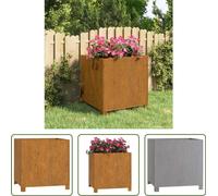 The Living Store Jardinière avec pieds Rouille 49x47x50 cm Acier Corten