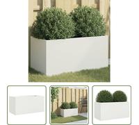 The Living Store Jardinière blanche 62x30x29 cm Acier laminé à froid