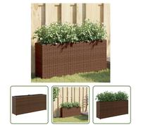 The Living Store Jardinière surélevée à 2 compartiments Marron 90x20x40 cm Polyrotin