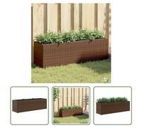 The Living Store Jardinière surélevée à 3 compartiments Marron 105x30x32 cm Polyrotin