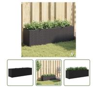 The Living Store Jardinière surélevée à 3 compartiments Noir 105x30x32 cm Polyrotin
