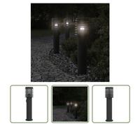 The Living Store Lampe d'allée avec prise de courant noire 60 cm Acier inoxydable