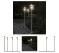 The Living Store Lampes d'allée 3 pcs. argent 120 cm acier inoxydable