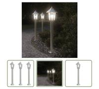 The Living Store Lampes d'allée 3 pcs Argenté 80 cm Acier inoxydable