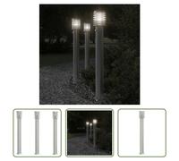 The Living Store Lampes d'allée avec détecteur de mouvement 3 pcs. argent 110cm acier inoxydable