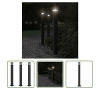 The Living Store Lampes d'allée avec détecteur de mouvement 3 pcs. noir 110cm aluminium