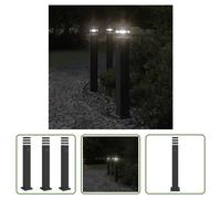The Living Store Lampes d'allée avec détecteur de mouvement 3 pcs. noir 80 cm aluminium