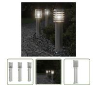 The Living Store Lampes d'allée avec prise de courant 3 pcs. argent 60 cm acier inoxydable