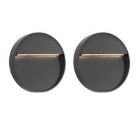 The Living Store Lampes murales d'extérieur 2 pcs. LED 3W Noir Rond