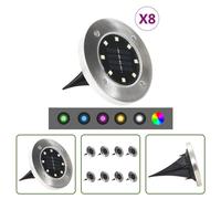 The Living Store Lampes solaires de sol 8 pcs. Couleur de lumière LED RGB