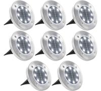 The Living Store Lampes solaires de sol 8 pcs. LED blanc