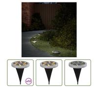 The Living Store Lampes solaires de sol avec piquet de terre 12 pcs. Blanc chaud