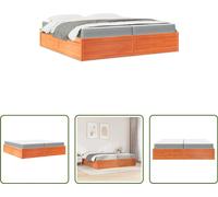 The Living Store Lit avec matelas brun cireux 200x200 pin massif