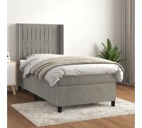 The Living Store Lit boxspring avec matelas gris clair 100x200 cm velours