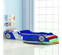 The Living Store Lit d'enfant avec LED au design de voiture de course 90 x 200 cm bleu