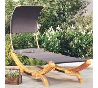 The Living Store Lit lounge avec toit 100x200x126 cm Bois courbé massif Anthracite