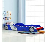 The Living Store Lit voiture de course pour enfants 90x200 cm bleu