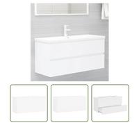 The Living Store Meuble sous-lavabo avec vasque encastrée Blanc Bois composite