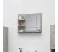 The Living Store miroir de salle de bain gris béton 60x10,5x45 cm bois composite