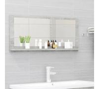 The Living Store miroir de salle de bain gris béton 90x10,5x37 cm bois composite