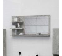The Living Store miroir de salle de bain gris béton 90x10,5x45 cm bois composite