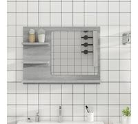 The Living Store miroir de salle de bain gris Sonoma 60x10,5x45 cm bois composite