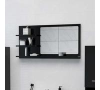 The Living Store miroir de salle de bain noir 90x10,5x45 cm bois composite