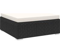 The Living Store Modulaire - Tabouret de pied 1 pc + coussins Poly Rotin Noir