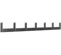The Living Store Panier à gabion en forme de U avec 7 colonnes en fer 740x20x100 cm