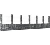 The Living Store Panier à gabion en forme de U avec 7 colonnes en fer 740x20x200 cm