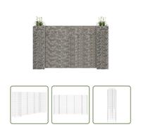 The Living Store Panier à plantes en gabion en forme de H fil d'acier 260x40x150 cm