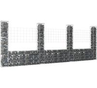 The Living Store Panier de gabion en forme de U avec 4 colonnes fer 380x20x150 cm