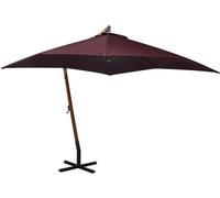 The Living Store Parapluie avec mât rouge bordeaux 3x3 m sapin massif
