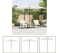 The Living Store Parasol avec mât en acier blanc 300x200x250 cm