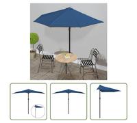 The Living Store Parasol de balcon, mât en aluminium, bleu, 300 x 155 x 223 cm, demi-rond