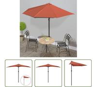 The Living Store – Parasol de balcon, mât en aluminium, couleur terre cuite, 300 x 155 x 223 cm, demi-rond