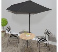 The Living Store Parasol de balcon Mât en aluminium noir 270x144x222cm semi-circulaire