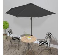 The Living Store Parasol de balcon Mât en aluminium noir 300x155x223cm semi-circulaire