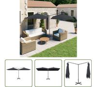 The Living Store Parasol double avec mât en acier anthracite 600 x 300 cm