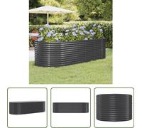 The Living Store Parterre surélevé Acier revêtu par poudre 249x100x68 cm Anthracite