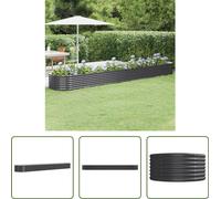 The Living Store Parterre surélevé Acier revêtu par poudre 440x80x36 cm Anthracite