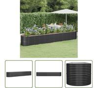 The Living Store Parterre surélevé Acier revêtu par poudre 440x80x68 cm Anthracite
