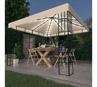 The Living Store Pavillon avec guirlande lumineuse LED 3x3 m Blanc crème