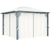 The Living Store Pavillon avec rideaux 300 x 300 cm Crème Aluminium