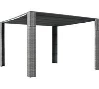 The Living Store Pavillon avec toit Poly Rattan 300x300x200 cm Gris et Anthracite