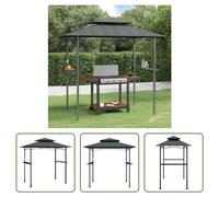 The Living Store Pavillon de barbecue avec étagères latérales Anthracite 240x150x243 cm Acier