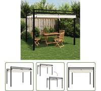 The Living Store Pavillon de jardin avec toit extensible Crème 3x3 m Aluminium