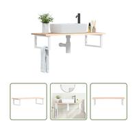 The Living Store Plan de toilette avec support Acier et bois massif Chêne