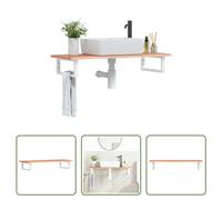 The Living Store Plan de toilette avec support Acier et bois massif Chêne