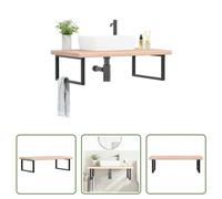 The Living Store Plan de toilette avec support Acier et bois massif Chêne